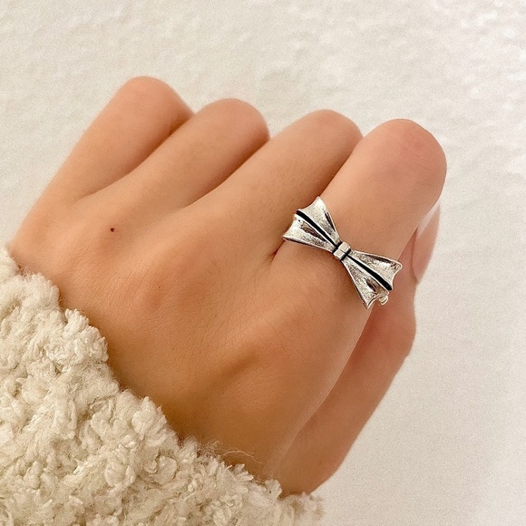 Jewelry - 925 Sterling Silver Bow Ring Minimalist Ring Dainty Ring Band Stackable Ring